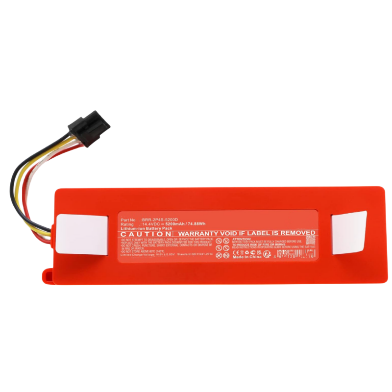 5200mAh 14.4V RHINO POWER High Quality BRR-2P4S-5200D Replacement Battery for Xm Roborock S50, S51, S55, S6, T4, T60, T61RR, T65, T70, T71RR Li-ion